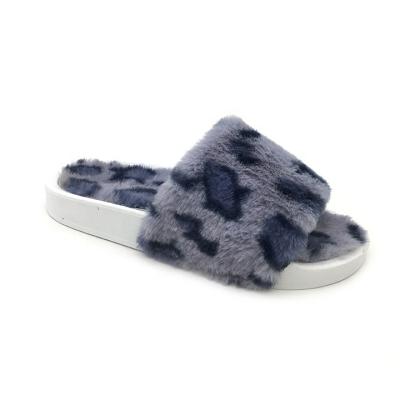 China 2021 Fashion Trend Leopard Print Newest Women's Fur Slippers Faux Fur Cotton Fluffy Warm Women's Hairy Slippers Shoes Soft Warm Female for sale