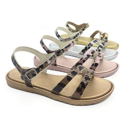 China Factory Breathable Cheap Price Girls Kids Crystal Shoes Non-Slip Jelly Children Slides PVC Leopard Sandals for sale