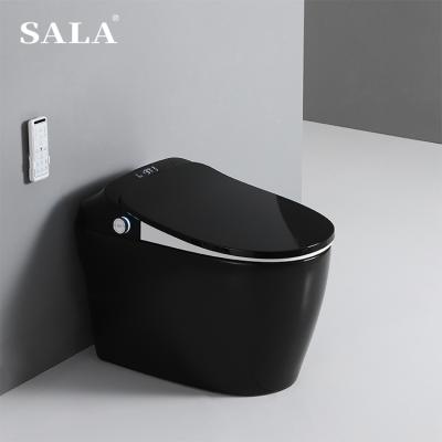 China SALA Smart Toilet Automatic Operation Ceramic Heating Element P Trap Smart Toilet Black Toilet With Bidet for sale