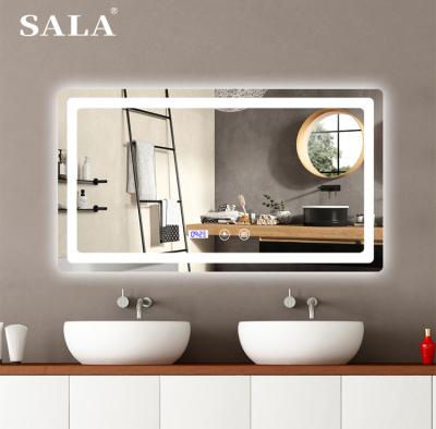 China SALA luminous defog, display time and temperature, toilet mirror led mirror Canton toilet mirror for sale