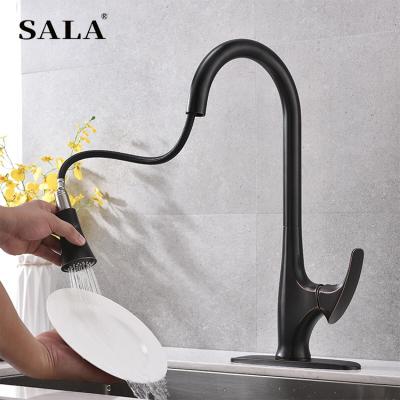 China SALA Hot and Cold Single Brass Faucet Spray Kitchen Sink Faucet Change Mixer for sale