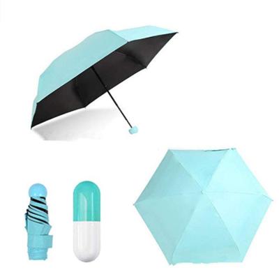 China Cute Mini Umbrella 5 Folds Casual Lightweight Black Coating Capsule Pocket Cute Adult Umbrella For Promotion Custom Logo Print for sale