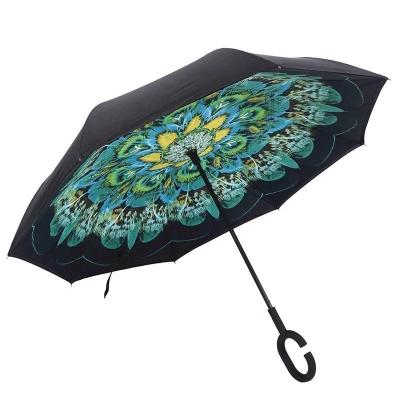 China New design daily use c handle reverse inverted umbrella for car with customer logo advertising umbrella for promotional for sale