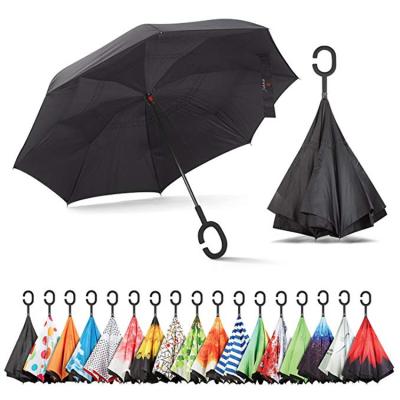 China All In 1 Custom Logo Windproof Double Layer Reverse Umbrella Reversed Umbrellas for sale