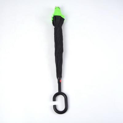 China Manual Open Ready To Ship Double Layer Sunproof Cars Inverted C Hook Reverse Umbrella for sale