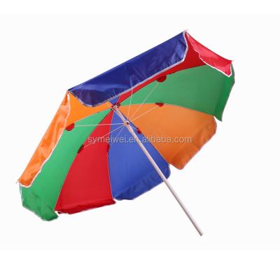 China Large Size Custom Beach Umbrellas Outdoor Windproof Modern Rainbow Color Beach Umbrella Printing Logo Printing For Advertising Use Beach Umbrella for sale