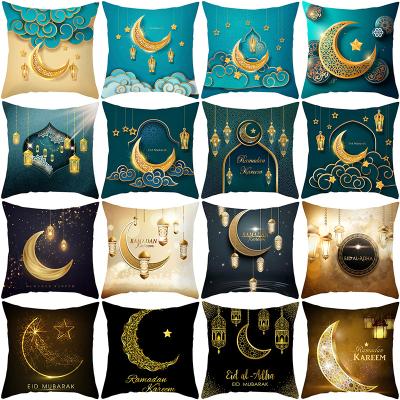 China Anti-Static 45X45 Velvet Pillow Covers Nordic Gold Moon Printed Throw Sofa Cushion Cover Home Decor 18x18 Tile Covers for sale