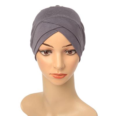 China High quality modal elastic women scarf multicolors stretch adjustable inner cap elastic hijab cover up crossover hat and forehead scarf wholesale for sale