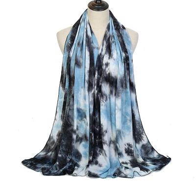 China Bright Colors Dyed Knotting Muslim Hijab Warm Tie Dyed Breathable Strong Cotton Stretch Tank Top Scarf Shawls for sale