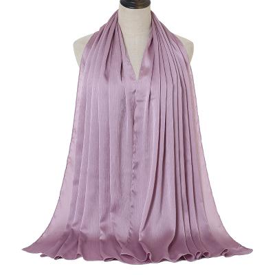 China Soft Crepe Chiffon Fabric Chiffon Pleat Scarf Crepe Hijab For Women Shawls for sale