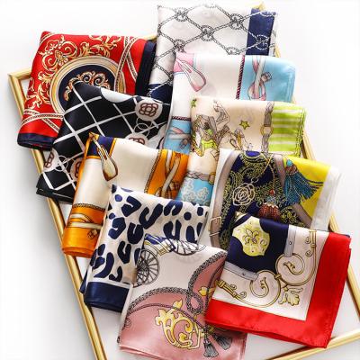 China Promotional Decoration Women's Decorative Small Scarf 100% Wild Printed Square Scarf Pure Silk for sale