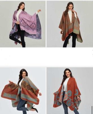 China European and American street direct jacquard shawl fashion factory ladies split thick coat warm outside for sale