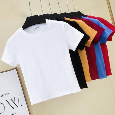 China Wholesale Anti-wrinkle Spring Oversized White Women's Top Tees Cropped Plain T-shirt For Ladies for sale