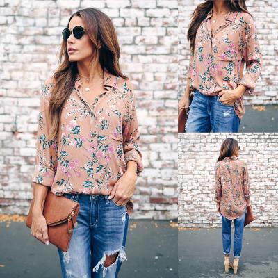 China New Arrival Floral Print Cardigan Autumn Fashion Long Sleeve Vintage Anti-pilling Blouse for sale