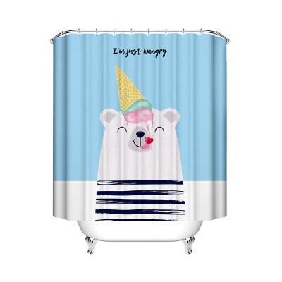 China Sustainable 3D Digital Printing Waterproof Polyester Bathroom Shower Curtain With Cute Rabbit Pattern for sale