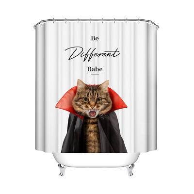 China Viable Wholesale Full Color Printing Personalized Custom Printed Shower Curtain With Cute Cat Pattern for sale