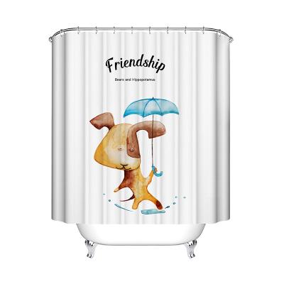 China Sustainable 3d Digital Printing Waterproof Polyester Bathroom Shower Curtain With Cool Dog Pattern for sale