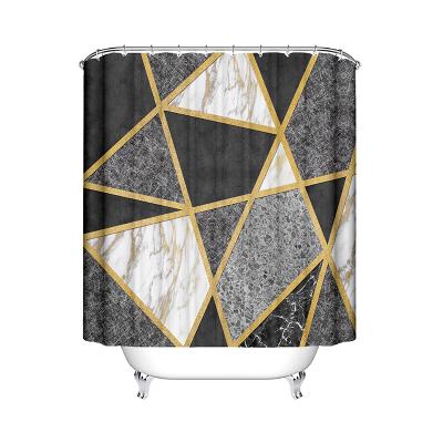 China Sustainable 3d Digital Printing Sublimation Printing Waterproof Polyester Bathroom Shower Curtain With Geometric Pattern for sale