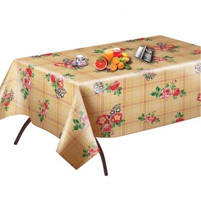 China PVC Table Cover Waterproof Wholesale Embossed Table Cloth With Flower Pattern for sale