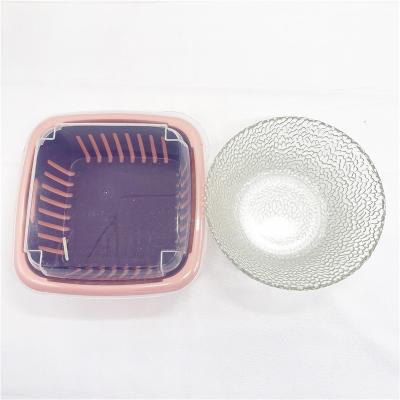 China 2-Piece Set Ultra-novel Viable New Products Kitchen Wash Vegetable Multifunctional Glass Drain Basket Drain Basket Salad Bowl for sale