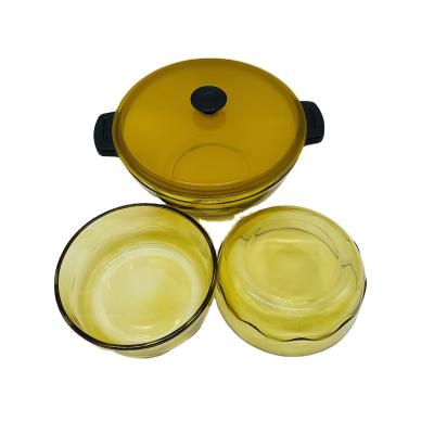 China Viable High Quality Set of 3 Pieces Factory Price Glass Bowl Japanese Style Charcoal Grilled Glass Jar for sale