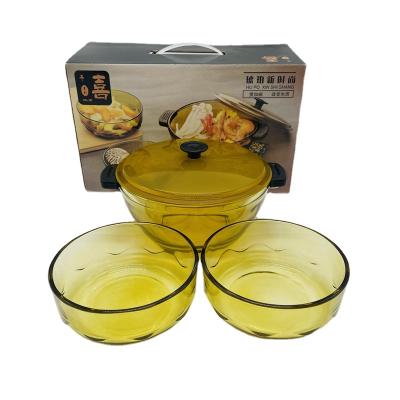 China Factory Directly Wholesale Large Capacity Glass Household Cooking Safety Glasses Pot 3pcs Set for sale