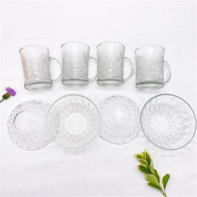 China 2021Glass Cup Viable Custom High Quality Ice Combination Rose Cup Bowl 8 Piece Set Glass Bowl Dish Set for sale