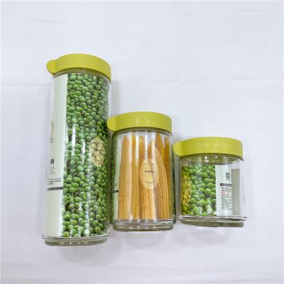 China Sustainable price ex-factory sale storage jar with glass lid storage tank set 3 pieces storage tank for sale