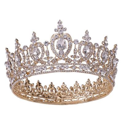 China Hair Decorations Free Customized Silver Crystals Full Round Queen Tiara Bridal Crowns Gold Diamond Rhinestone Pageant Winner Crown Tiaras for sale