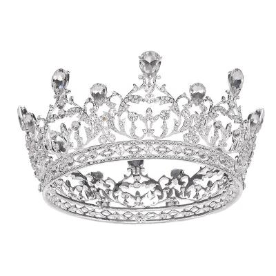 China Round Lady's Queen's Diamond Tiaras Pageant Crystal Diamond Pageant Crowns Pageant Lady's Tiaras for sale