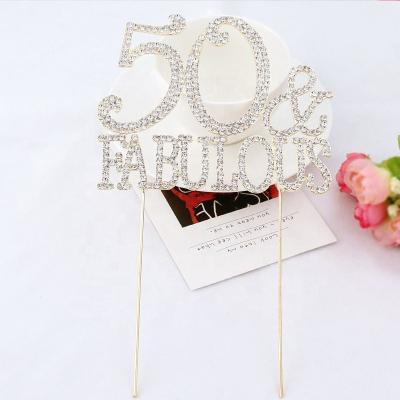 China Free Customized Bling Cake Toppers Europe Wedding Diamond Numbers Letter Words Pin Birthday English Bridal Capital Silver Gold for sale