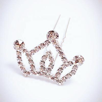 China Free Customized Silver Gold Diamond Flower Pearl Flower Pageant Hairpins Customized Silver U Hair Pins for sale