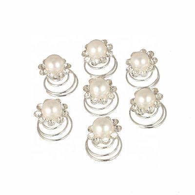 China Pageant Gold Plated Wedding White Pearl Hair Twists Swirls Clips for sale