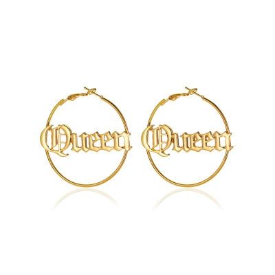 China Customized Free Casual/Sporty Letter Name Silver English Words Stud Earrings Gold Number Diamond Earring Capital Earring Studs for sale