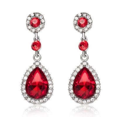 China Wedding Accessorize Yiwu Factory Wholesale Alloy Red Crystal Earrings for sale