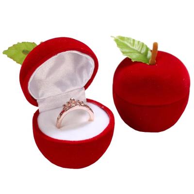 China Wedding Wholesale Necklace Ring Earrings Gift Jewelry Box Velvet Apple Shape for sale