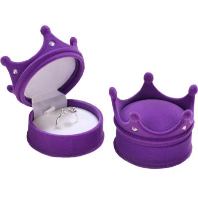 China Wedding Earring Ring and Necklace Storage Velvet Crown Shape Jewelry Gift Box for sale