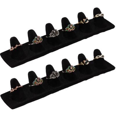 China Fashionable Black Velvet 6 Finger Groove Ring Jewelry Display Rack for sale