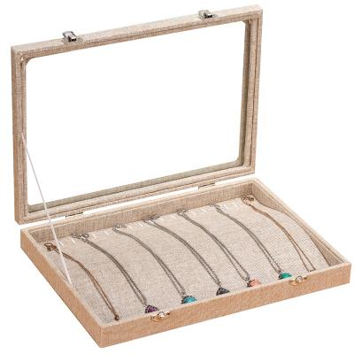 China Jewelry Window Box Canvas Bag with Cover Beads, Necklace Jewelry Box, Buddha Beads Props Display Storage Box for sale