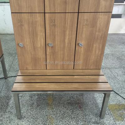 China Corrosion Resistance Maple HPL Super Acid Waterproof Laminate Pool Bench With Locker for sale