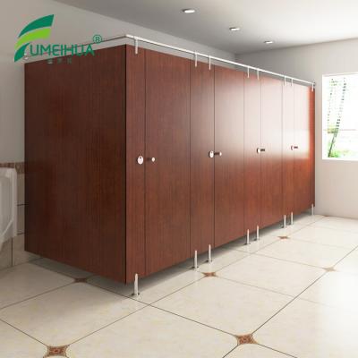 China Raincoat ; easy to clean; security ; longevity Fumeihua latest design hpl wooden toilet partition manufacturer for sale