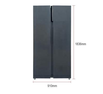 China Hotel Side by side home fridge smart wind cooled silver energy saving double door fredge refrigerator for sale