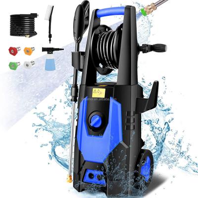 China 2021 Hotels High Pressure Washer Cleaner Machine With 4 Interchangeable Nozzle And Hose Spool for sale