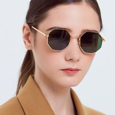 China Fashion Sunglasses 2021 Hot Sale Fashion Octagon Shape Metal Luxury Trendy Sunglasses For Women Men for sale