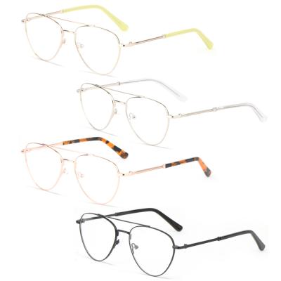 China Decorate Latest Style Fashion Double Bridge Metal Optical Glasses Frame Eye Glasses In Stock for sale