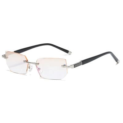 China Fashion Slim Mens Rimless Blue Light Blocking Optical Frame Reader Reading Glasses PC Glasses For Men for sale