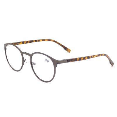 China Environmental Friendly Custom Colored Metal Frames Round Women Men Spring Hinge Reading Glasses for sale