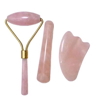 China Rose Quartz Face Roller Natural Single Powder China Crystal Head Massager With Lowest Price for sale