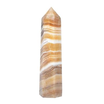 China 2021 New Design China Calcite Pillar Yellow Crystal Column For Decoration And Gifts for sale