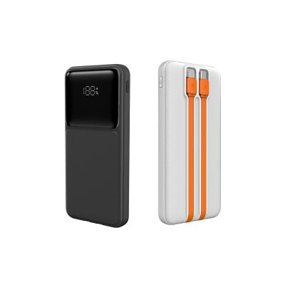 China 10000mah Powerbank With Inbuilt Cable Power Bank With Built In Usb C Cable for sale